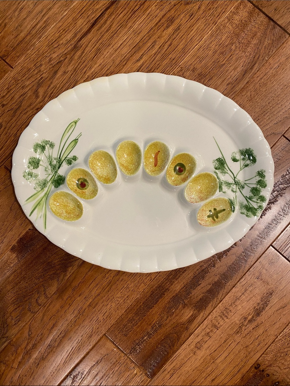 Vintage Los Angeles Potteries California Ceramic Deviled Egg Platter 16"x12.5"